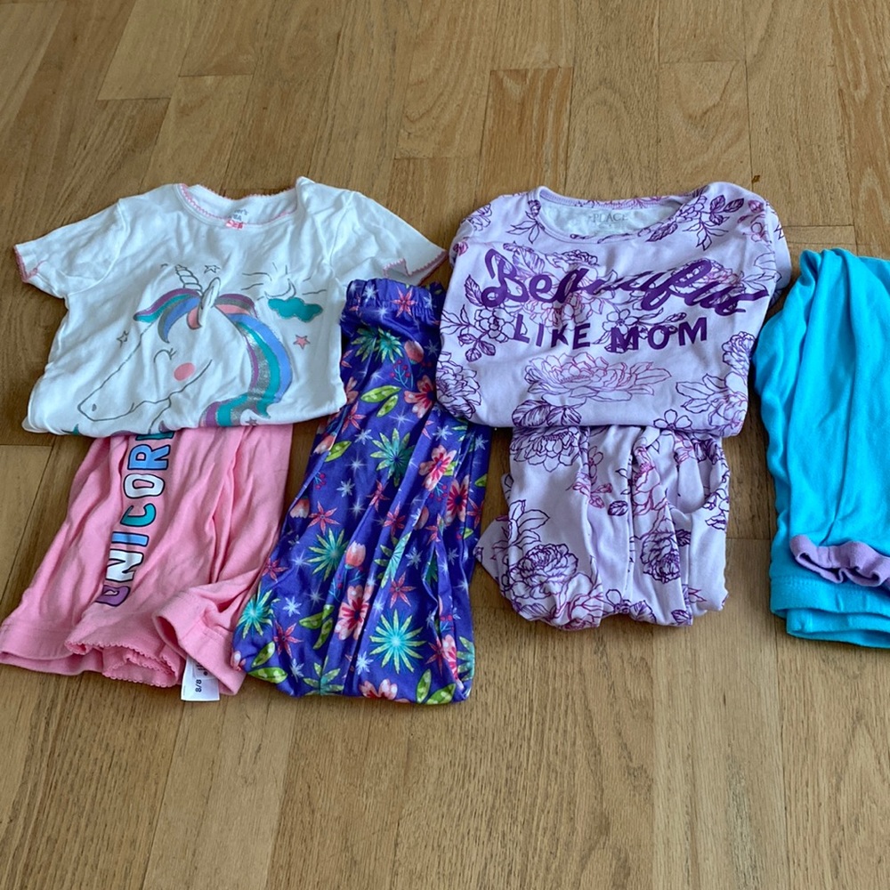 Girls sz 8 pajamas 2 sets 2 bottoms unicorn pajamas caters children’s place kids